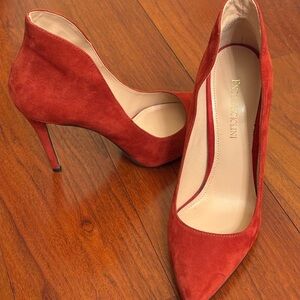 Enzo Angiolini Rust Red Suede Pointed-Toe Stilettos